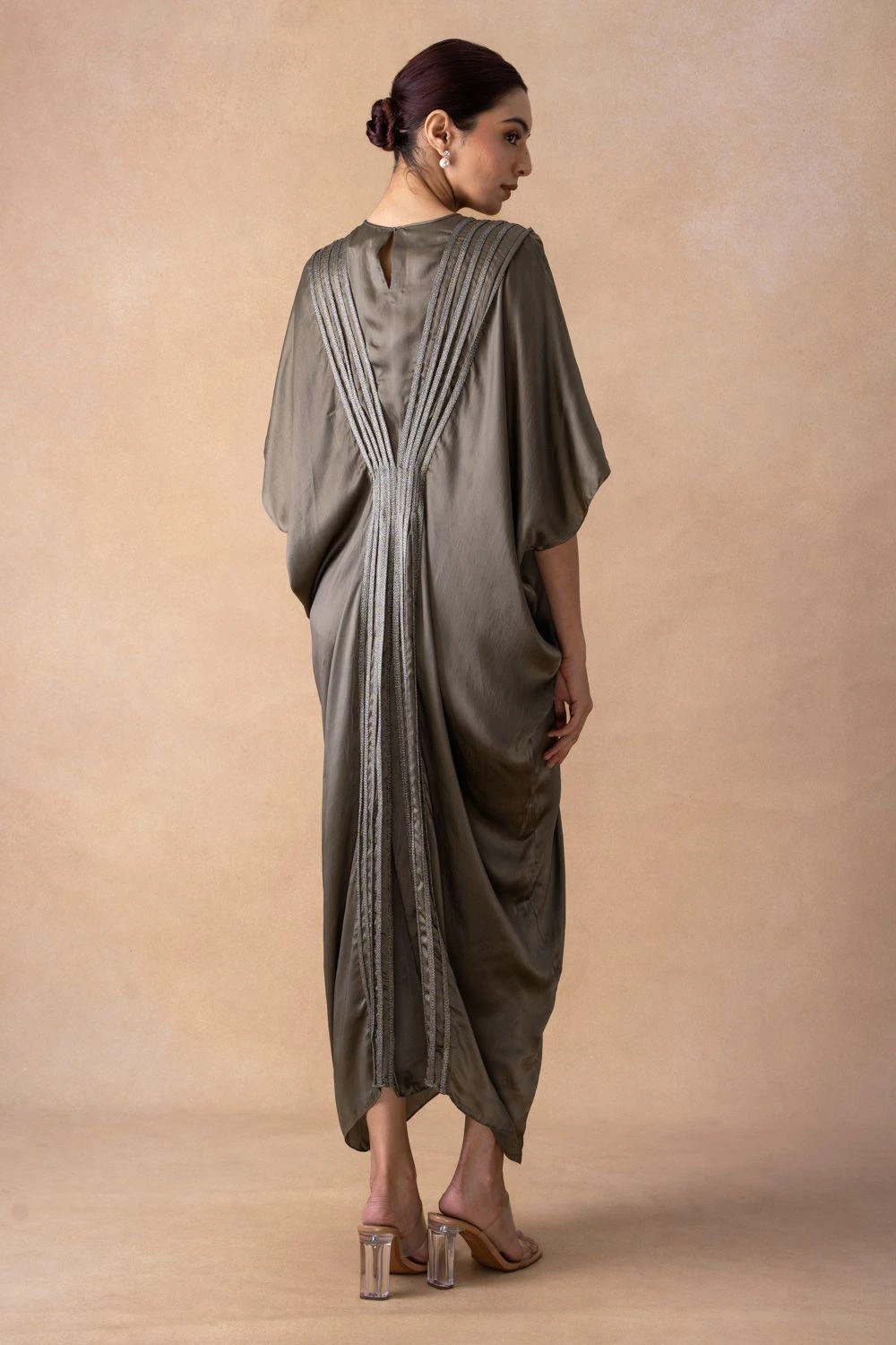 Inca Sleek Grey Corded Kaftan Dress 5 Inca Sleek Grey Corded Kaftan Dress - Image 5