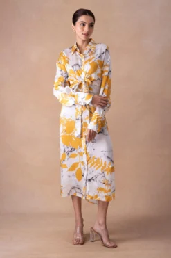 Inca Radiant White Gulmohar Printed Shirt Dress