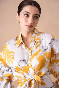 Inca Radiant White Gulmohar Printed Shirt Dress -Inca Clothing Shop 15124inca3 4