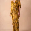Inca Indian Yellow Marble Print Drape Dress