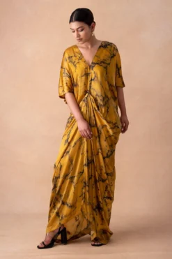 Inca Indian Yellow Marble Print Drape Dress 7 Inca Indian Yellow Marble Print Drape Dress -Inca Clothing Shop 15124inca9 3