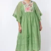 Half Full Curve Tropical Garden Square Sleeve Dress