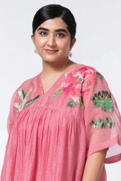 Half Full Curve Sorbet Pink Floral Embroidered Mini Dress 9 Half Full Curve Sorbet Pink Floral Embroidered Mini Dress -Inca Clothing Shop 153hfc13 4