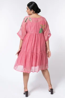 Half Full Curve Sorbet Pink Floral Embroidered Mini Dress 11 Half Full Curve Sorbet Pink Floral Embroidered Mini Dress -Inca Clothing Shop 153hfc13 6