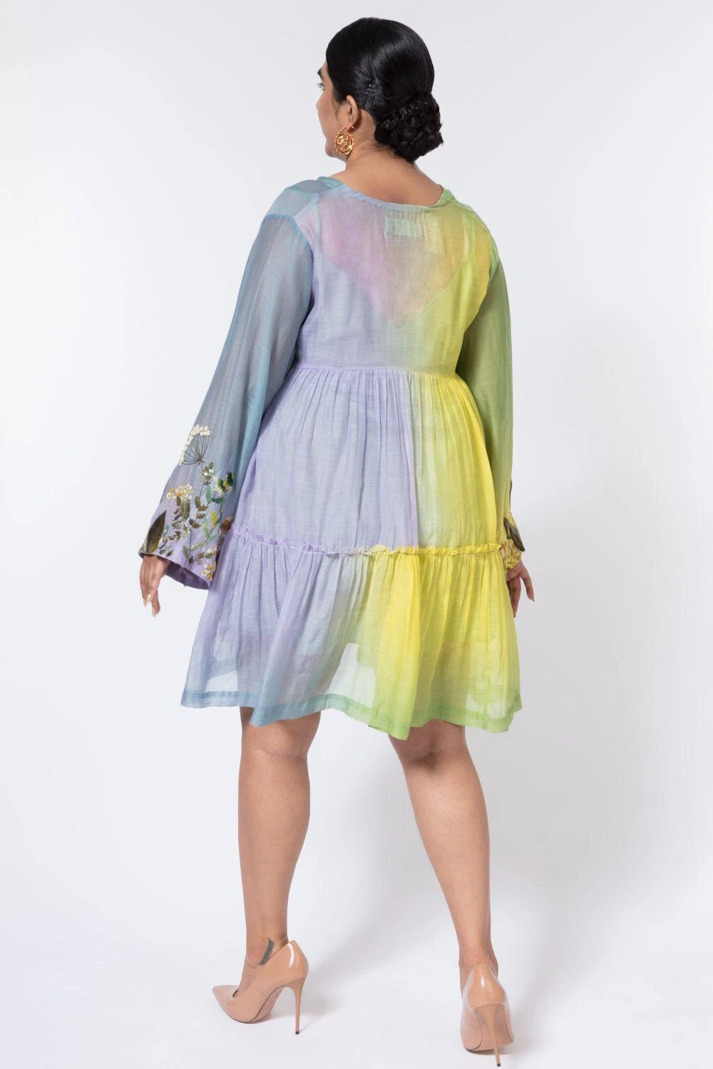 Half Full Curve Flare Sleeve Mini Dress 5 Half Full Curve Flare Sleeve Mini Dress - Image 5