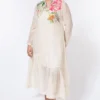 Half Full Curve Ivory Floral Embroidered Flapper Dress