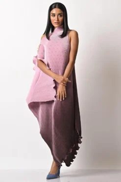 Kiran Uttam Ghosh Lavender Draped Dress -Inca Clothing Shop 159ku8 3