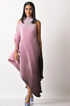 Kiran Uttam Ghosh Lavender Draped Dress -Inca Clothing Shop 159ku8 4