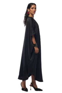 AK-OK By Anamika Khanna Matte Black Silk Kaftan Dress 7 AK-OK By Anamika Khanna Matte Black Silk Kaftan Dress -Inca Clothing Shop 16124akok17 3