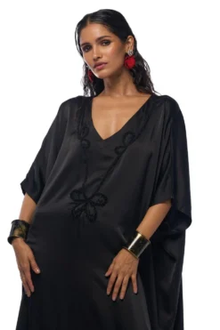 AK-OK By Anamika Khanna Matte Black Silk Kaftan Dress 8 AK-OK By Anamika Khanna Matte Black Silk Kaftan Dress -Inca Clothing Shop 16124akok17 4