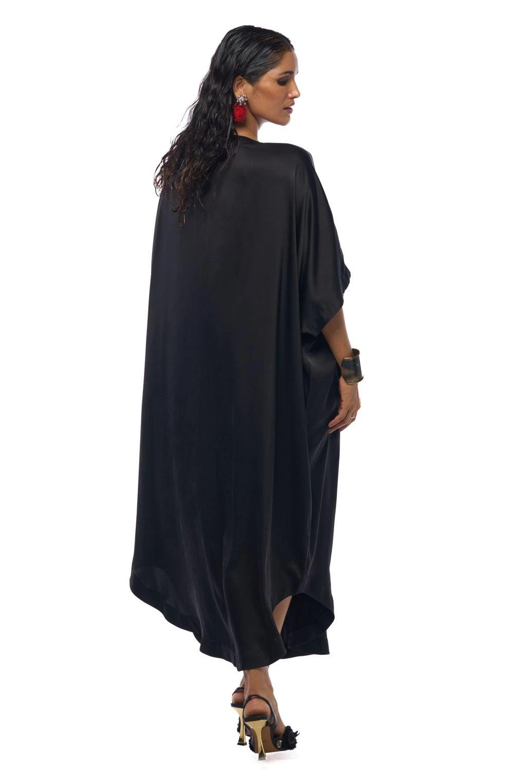 AK-OK By Anamika Khanna Matte Black Silk Kaftan Dress 5 AK-OK By Anamika Khanna Matte Black Silk Kaftan Dress - Image 5