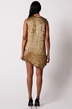 431-88 By Shweta Kapur Gold Hand Embroidered Shift Dress -Inca Clothing Shop 1612sk22 4