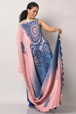 Kiran Uttam Ghosh Pleated Draped Dress With Tassel Details