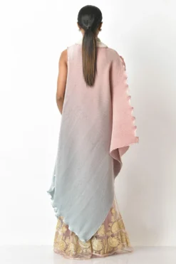 Kiran Uttam Ghosh Ombre Salmon & Mint Pleated Dress -Inca Clothing Shop 164kug8 4 1