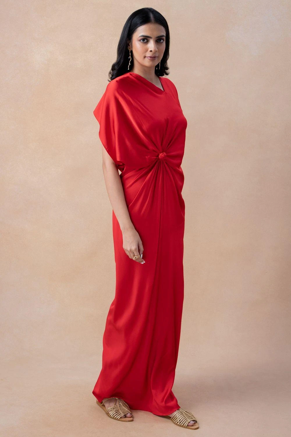 Stephany Red Draped Kaftan Dress 3 Stephany Red Draped Kaftan Dress - Image 3