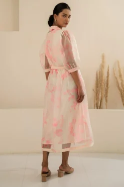 Arcvsh By Pallavi Singh Pink Petal Double Layered Dress -Inca Clothing Shop 170623ap02 3