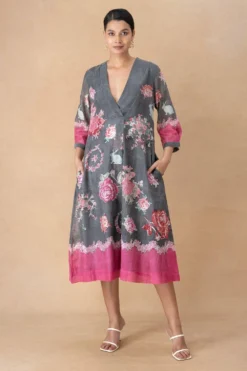 Vineet Rahul Black Floral Dress
