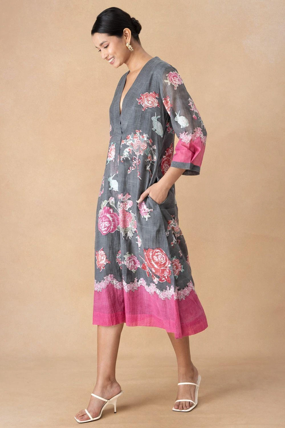 Vineet Rahul Black Floral Dress 2 Vineet Rahul Black Floral Dress - Image 2