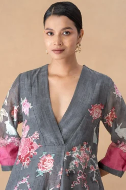 Vineet Rahul Black Floral Dress 8 Vineet Rahul Black Floral Dress -Inca Clothing Shop 171123vr27 4