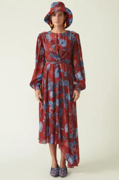 Payal Pratap Red & Navy Bitung Printed Dress