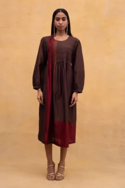 SWGT Brown Shell Tucked Dress