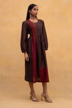 SWGT Brown Shell Tucked Dress -Inca Clothing Shop 171sw7 3