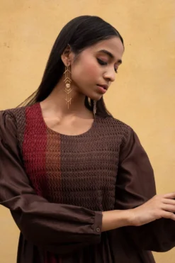 SWGT Brown Shell Tucked Dress -Inca Clothing Shop 171sw7 4