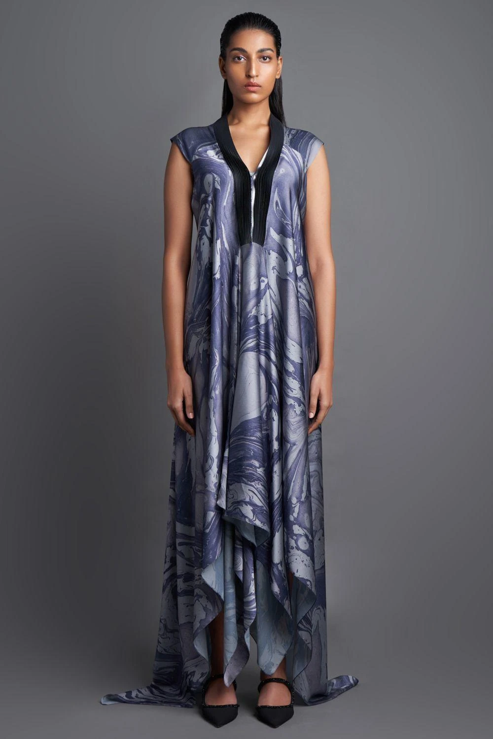 Amit Aggarwal Metallic Draped Grey Dress 1 Amit Aggarwal Metallic Draped Grey Dress