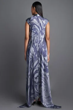 Amit Aggarwal Metallic Draped Grey Dress 5 Amit Aggarwal Metallic Draped Grey Dress -Inca Clothing Shop 172ag1 3