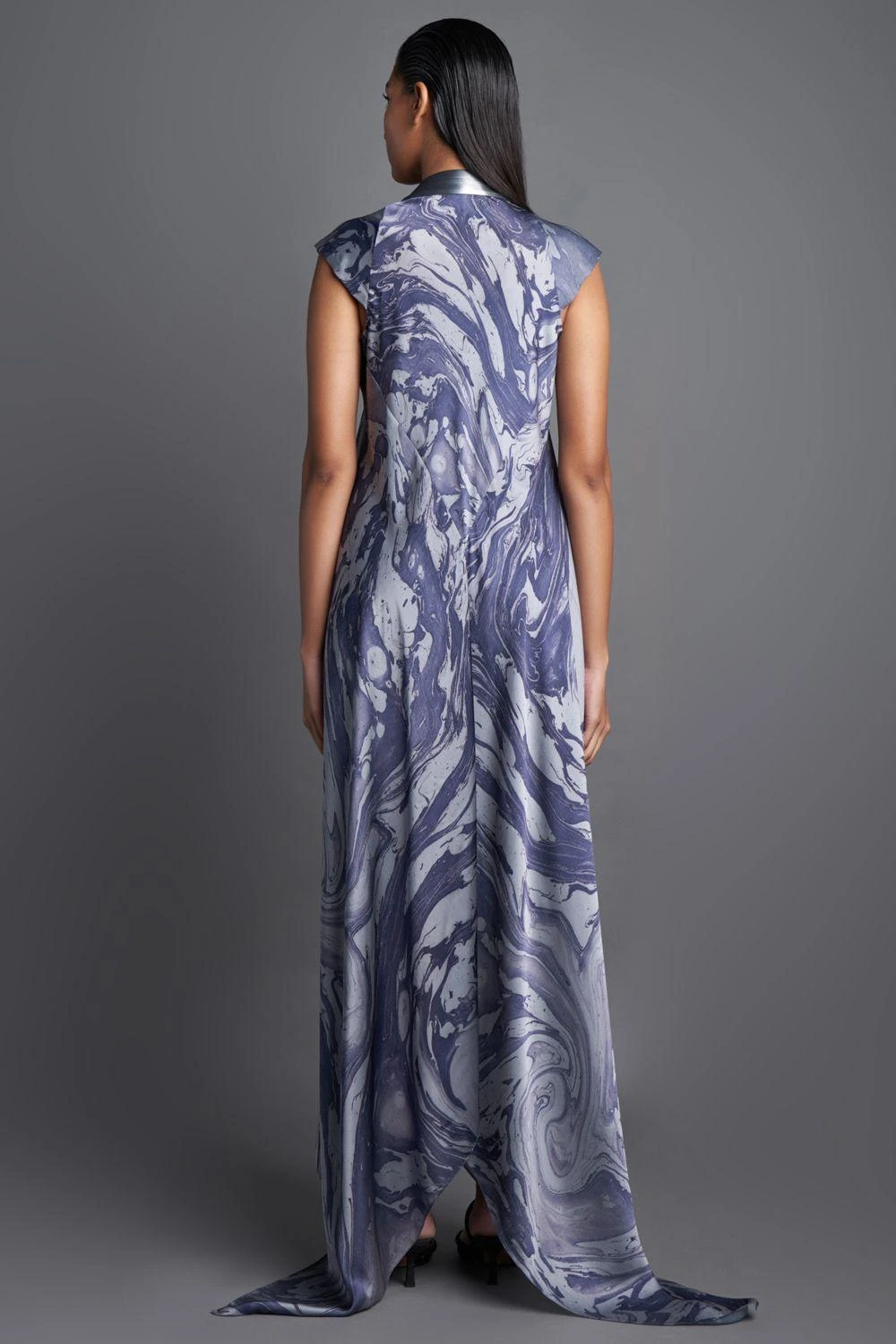 Amit Aggarwal Metallic Draped Grey Dress 3 Amit Aggarwal Metallic Draped Grey Dress - Image 3