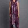 Amit Aggarwal Metallic Draped Plum Dress