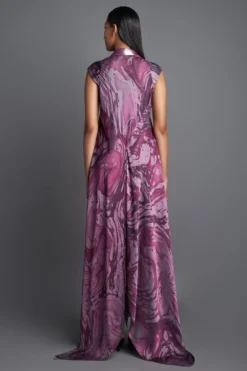 Amit Aggarwal Metallic Draped Plum Dress 5 Amit Aggarwal Metallic Draped Plum Dress -Inca Clothing Shop 172ag2 3