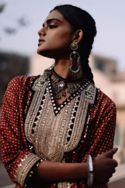 Avacara Maroon Handblock Printed Kaftan Dress -Inca Clothing Shop 172ap13 5