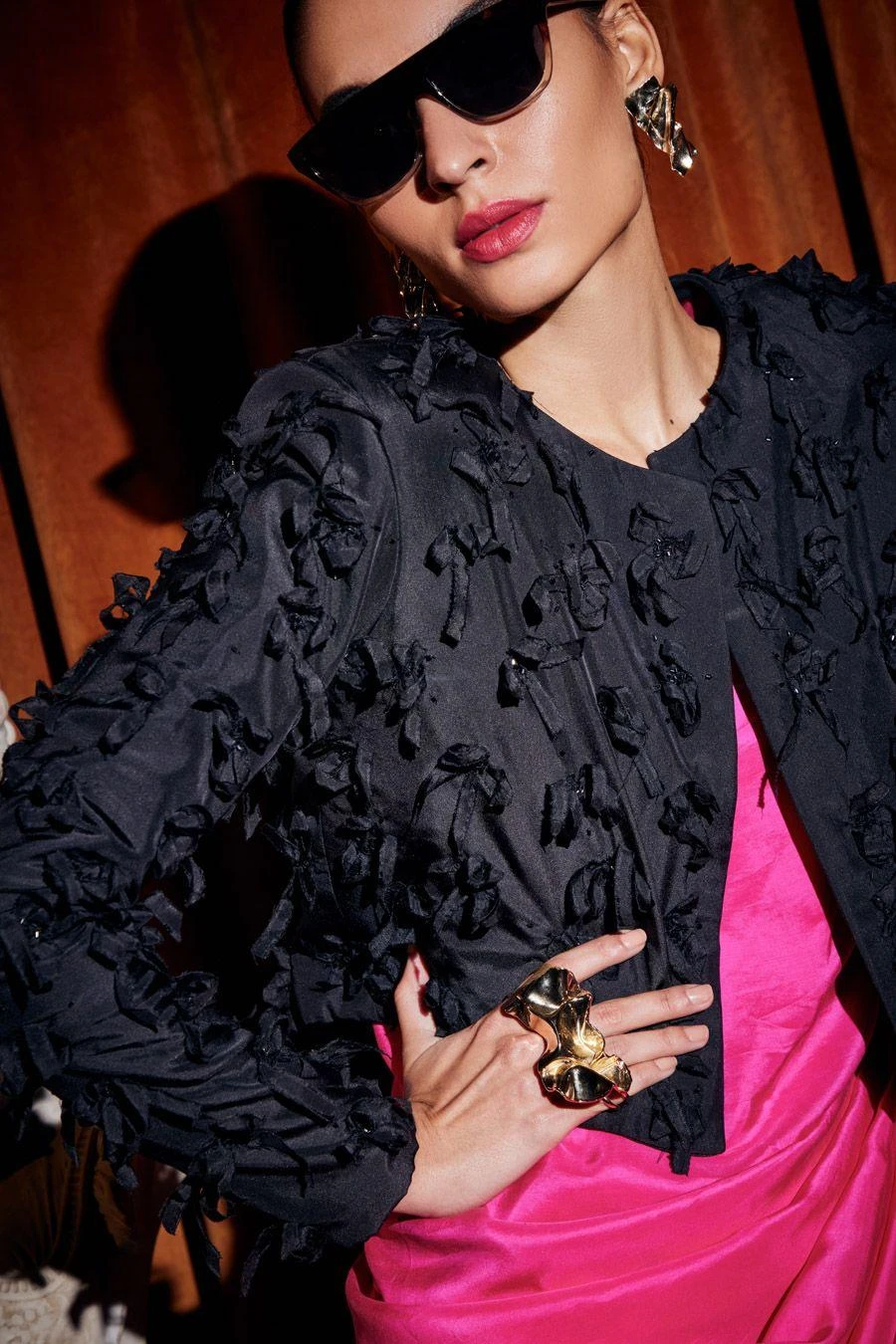 REIK Pink Draped Dress With A Cropped Jacket 2 REIK Pink Draped Dress With A Cropped Jacket - Image 2