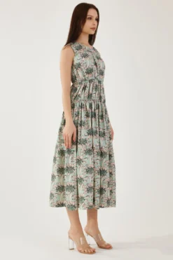 KoAi Olive And Green Floral Sleeveless Midi Dress 7 KoAi Olive And Green Floral Sleeveless Midi Dress -Inca Clothing Shop 17723koia1 3
