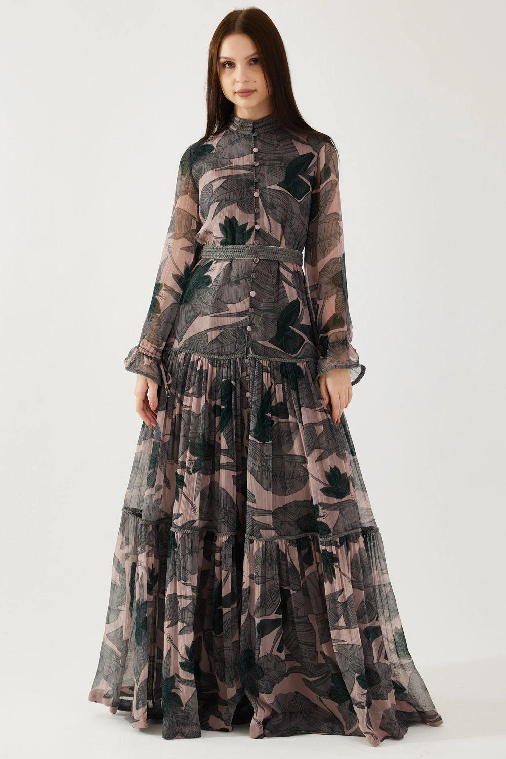 KoAi Peach And Green Floral Dress 1 KoAi Peach And Green Floral Dress