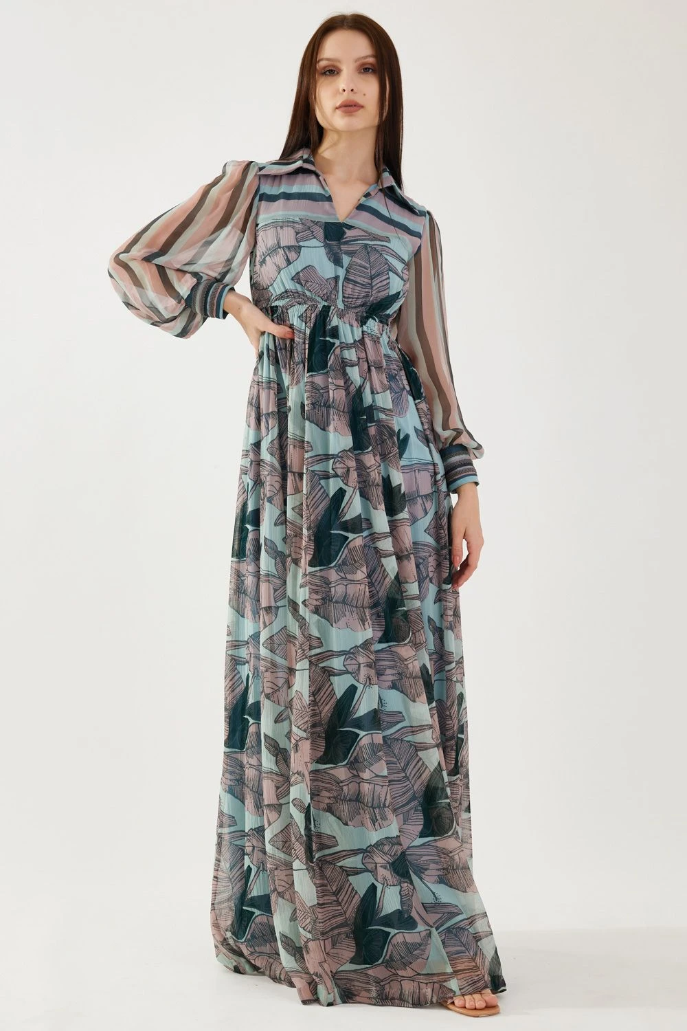 KoAi Sky Blue And Green Floral Dress 1 KoAi Sky Blue And Green Floral Dress