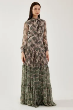 KoAi Peach And Olive Floral Dual Tone Dress 7 KoAi Peach And Olive Floral Dual Tone Dress -Inca Clothing Shop 17723koia46 3