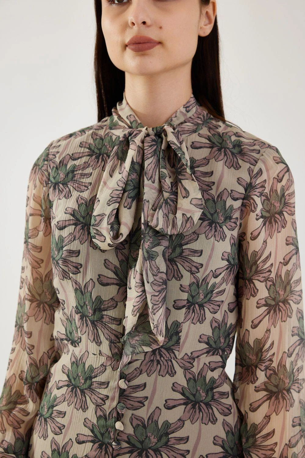 KoAi Peach And Olive Floral Dual Tone Dress 4 KoAi Peach And Olive Floral Dual Tone Dress - Image 4