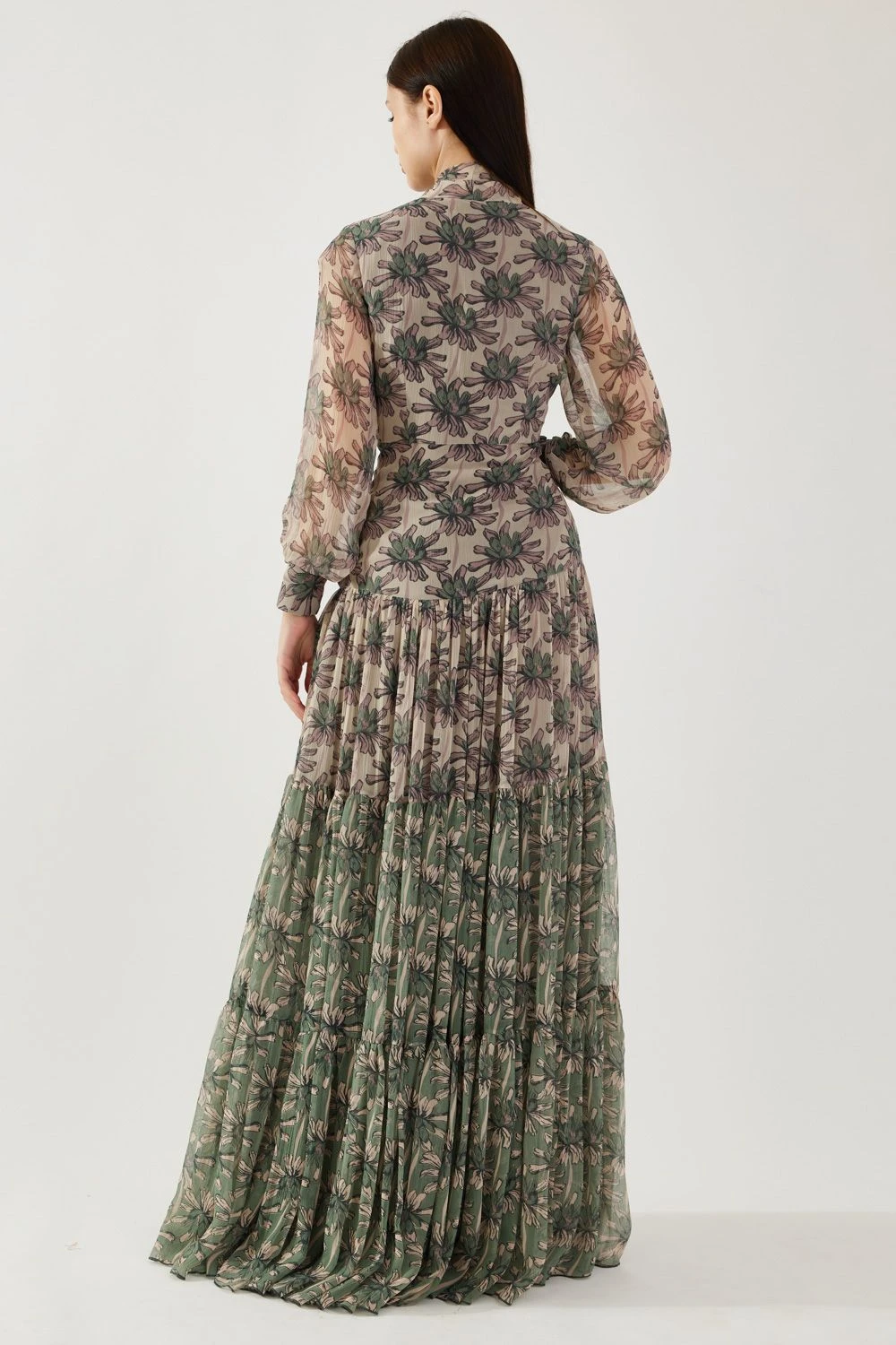 KoAi Peach And Olive Floral Dual Tone Dress 5 KoAi Peach And Olive Floral Dual Tone Dress - Image 5