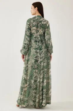 KoAi Cream And Olive Floral Kaftan Dress -Inca Clothing Shop 17723koia5 5 1