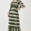 KoAi Beige & Olive Striped Dress