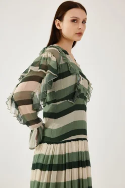 KoAi Beige & Olive Striped Dress -Inca Clothing Shop 17723koia6 3