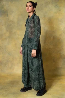 Dhruv Kapoor Green Buttoned Down Dress -Inca Clothing Shop 18042023dk01 3