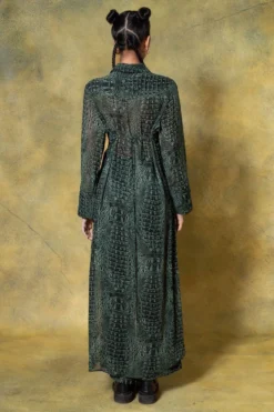 Dhruv Kapoor Green Buttoned Down Dress -Inca Clothing Shop 18042023dk01 5