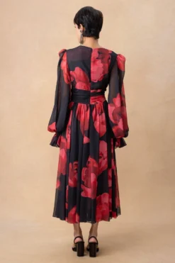 Gauri & Nainika Red & Black Floral Dress 9 Gauri & Nainika Red & Black Floral Dress -Inca Clothing Shop 181023gn2 5