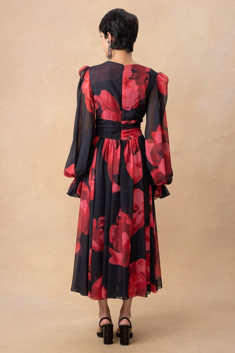 Gauri & Nainika Red & Black Floral Dress 5 Gauri & Nainika Red & Black Floral Dress - Image 5