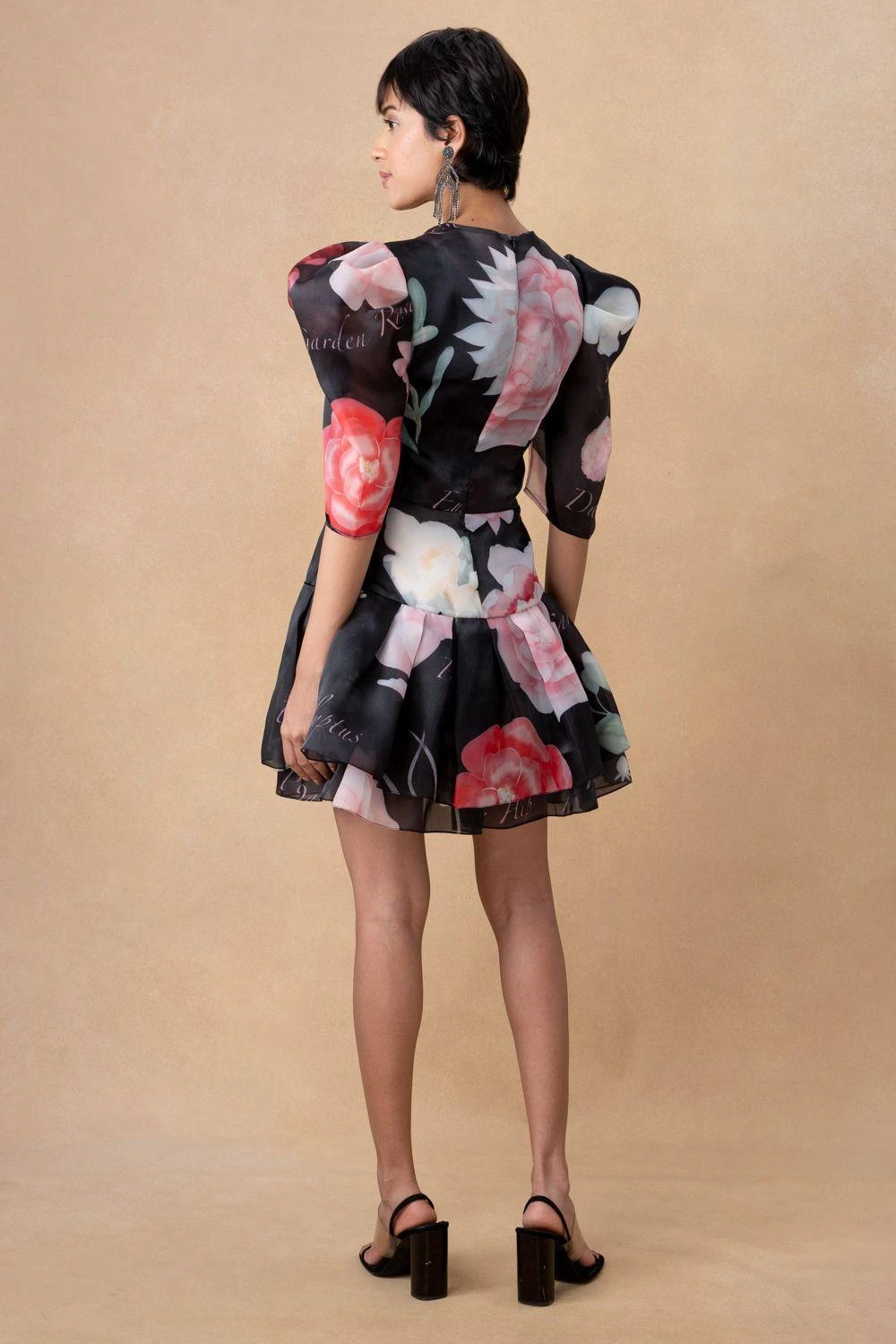 Gauri & Nainika Black V-Neck Frilled Short Dress 5 Gauri & Nainika Black V-Neck Frilled Short Dress - Image 5