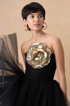 Gauri & Nainika Black Strapless Tube Fluted Draped Dress 8 Gauri & Nainika Black Strapless Tube Fluted Draped Dress -Inca Clothing Shop 181023gn4 4