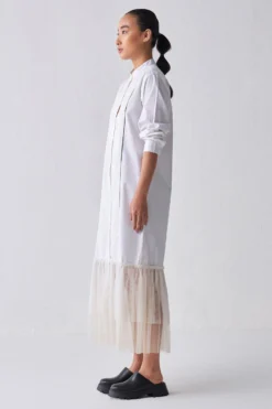 Three White Gathered Hem Shirt Dress 10 Three White Gathered Hem Shirt Dress -Inca Clothing Shop 18223td1 5
